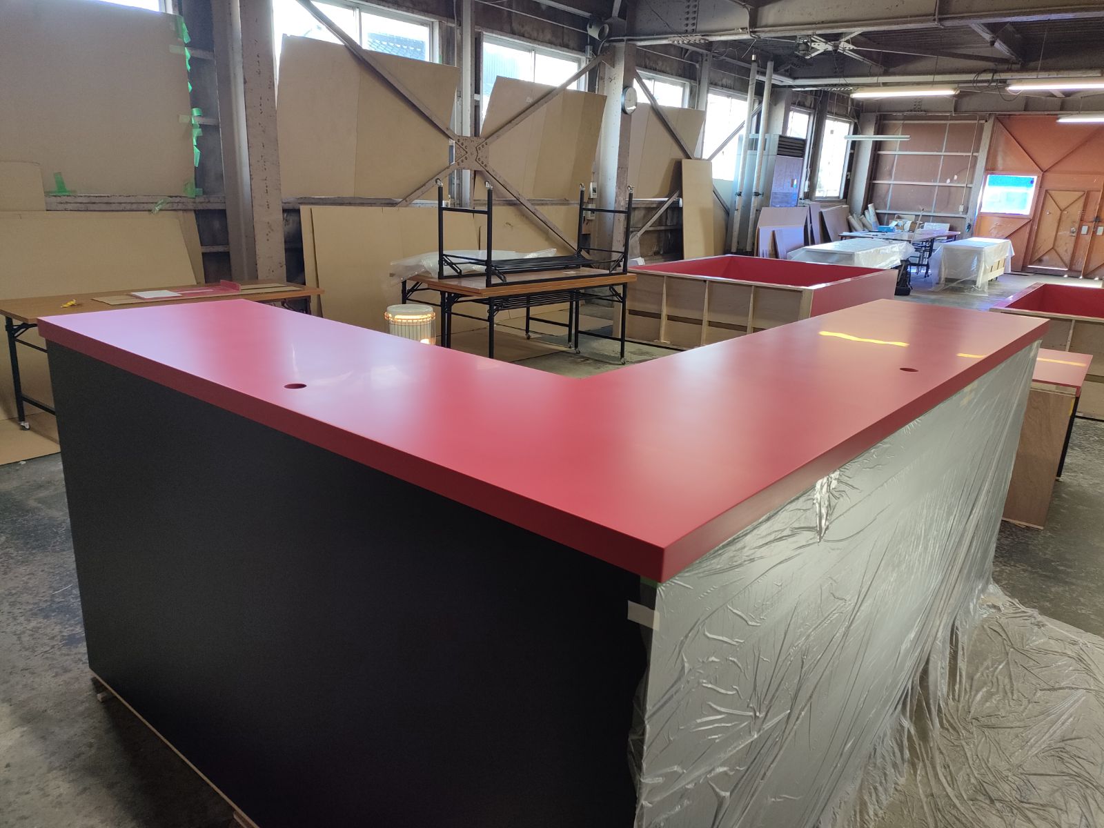 人工大理石の受付カウンター