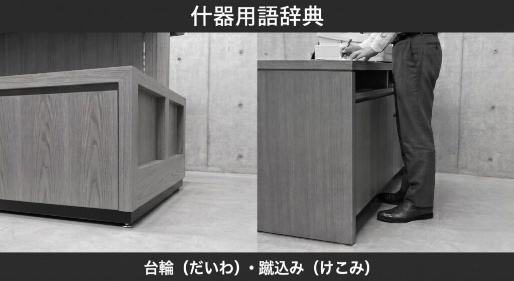 【什器用語辞典】台輪（だいわ）・蹴込み（けこみ）とは？