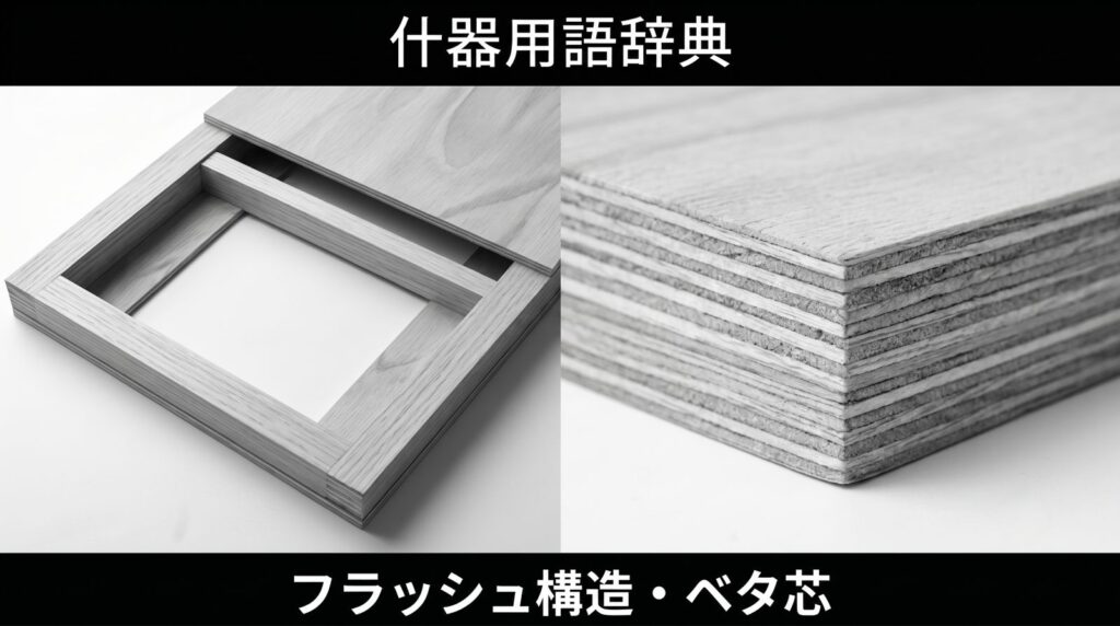 【什器用語辞典】フラッシュ構造・ベタ芯とは?